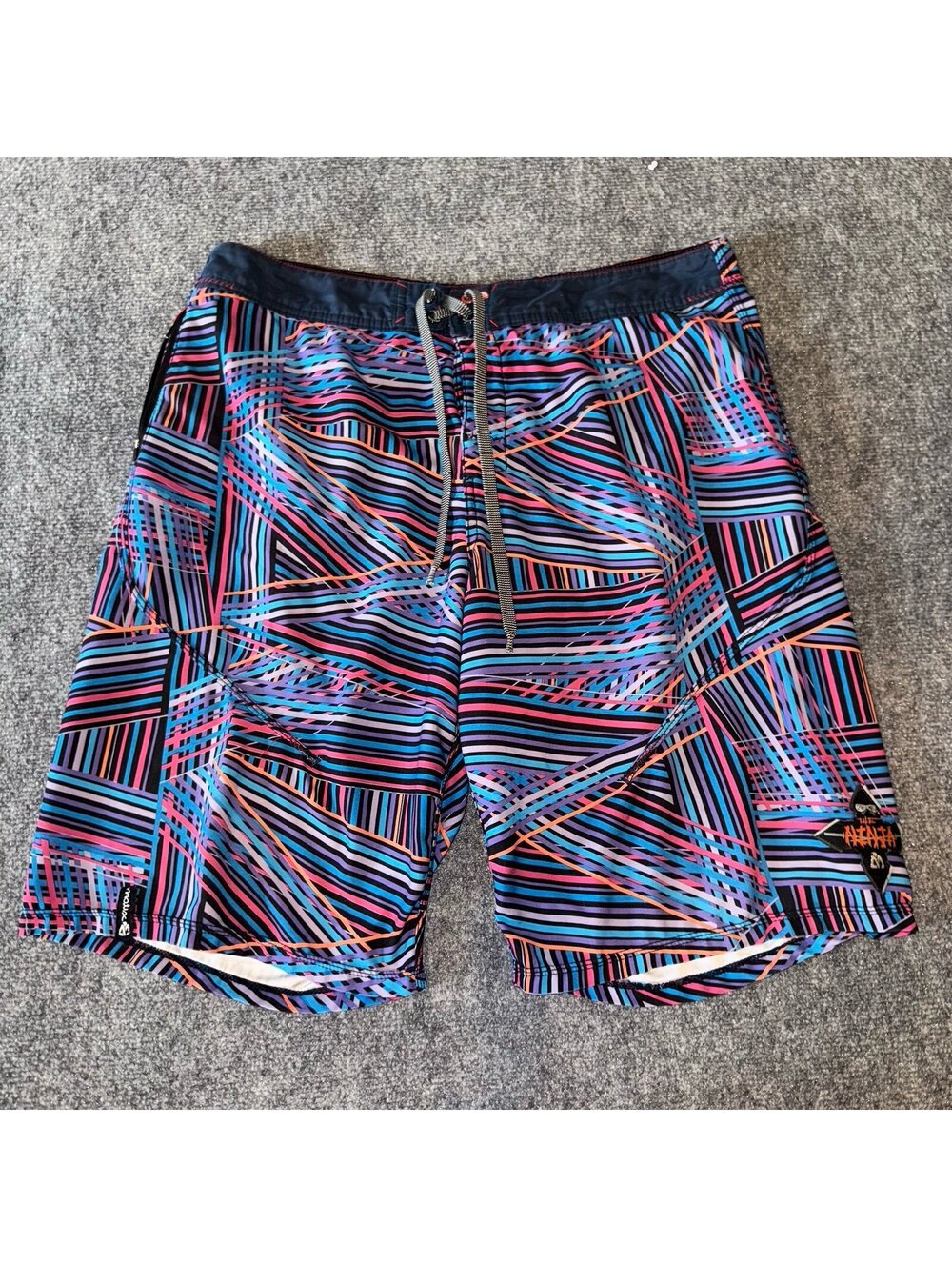 The Ninja Multicolor Surf Board Shorts Mens LG Vtg y2k 90s Rare